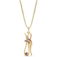 Amethyst and Diamond Abstract Embrace Pendant Necklace in 9ct Gold