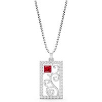 Ruby and Diamond Trellis Pattern Inset Luster Pendant Necklace in 18ct White Gold