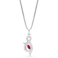 Ruby and Diamond And Shape Pendant Necklace in 9ct White Gold