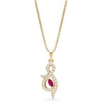 Ruby and Diamond And Shape Pendant Necklace in 9ct Gold