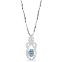 Aquamarine and Diamond Oval Knot Pendant Necklace in 18ct White Gold