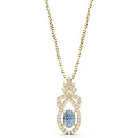 Aquamarine and Diamond Oval Knot Pendant Necklace in 18ct Gold