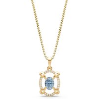 Aquamarine and Diamond Oval Gemstone Pendant Necklace in 18ct Gold