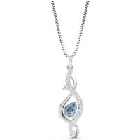 Aquamarine and Diamond Infinity Drop Pendant Necklace in 18ct White Gold