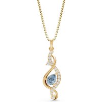 Aquamarine and Diamond Infinity Drop Pendant Necklace in 18ct Gold