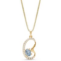 Aquamarine and Diamond Crescent Embrace Pendant Necklace in 18ct Gold