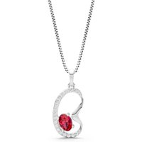Ruby and Diamond Crescent Embrace Pendant Necklace in 9ct White Gold