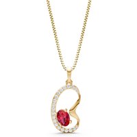 Ruby and Diamond Crescent Embrace Pendant Necklace in 9ct Gold