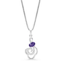 Amethyst and Diamond Bloom Pendant Necklace in 9ct White Gold