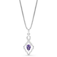 Amethyst and Diamond Loop Pendant Necklace in 9ct White Gold