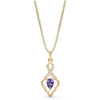 Amethyst and Diamond Loop Pendant Necklace in 9ct Gold