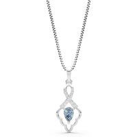 Aquamarine and Diamond Loop Pendant Necklace in 18ct White Gold