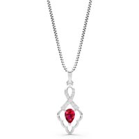 Ruby and Diamond Loop Pendant Necklace in 9ct White Gold