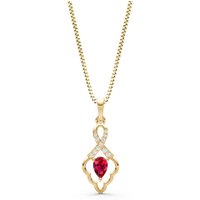 Ruby and Diamond Loop Pendant Necklace in 9ct Gold