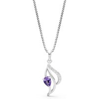 Amethyst and Diamond Petal Pendant Necklace in 9ct White Gold