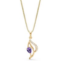Amethyst and Diamond Petal Pendant Necklace in 9ct Gold