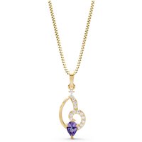 Amethyst and Diamond Butterfly Wing Pendant Necklace in 9ct Gold