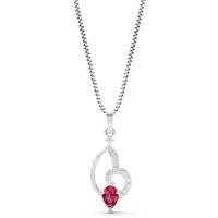 Ruby and Diamond Butterfly Wing Pendant Necklace in 9ct White Gold
