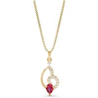 Ruby and Diamond Butterfly Wing Pendant Necklace in 9ct Gold