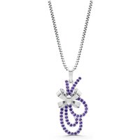 Amethyst Ribbon Pendant Necklace in 9ct White Gold