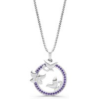 Amethyst Butterflies Pendant Necklace in 18ct White Gold