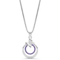 Amethyst Butterfly Double Ring Pendant Necklace in 9ct White Gold