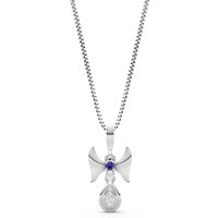 Amethyst Ribbon Drop Pendant Necklace in 9ct White Gold