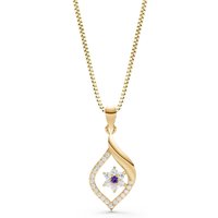 Amethyst and Diamond Almond Bloom Pendant Necklace in 9ct Gold