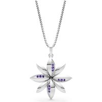 Amethyst Petal Sparkle Pendant Necklace in 18ct White Gold
