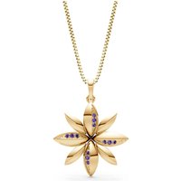 Amethyst Petal Sparkle Pendant Necklace in 18ct Gold