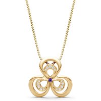 Amethyst and Diamond Three Petal Pendant Necklace in 18ct Gold