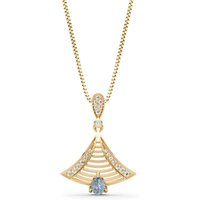 Aquamarine and Diamond Fan Gemstone Pendant Necklace in 18ct Gold