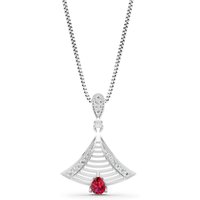 Ruby and Diamond Fan Gemstone Pendant Necklace in 9ct White Gold