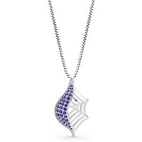 Amethyst Spiderweb Pendant Necklace in 18ct White Gold