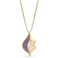 Amethyst Spiderweb Pendant Necklace in 18ct Gold