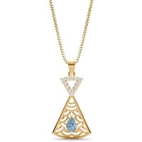 Aquamarine and Diamond Kite Gemstone Pendant Necklace in 18ct Gold