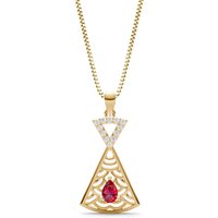Ruby and Diamond Kite Gemstone Pendant Necklace in 18ct Gold