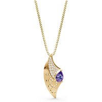 Amethyst and Diamond Pear Gemstone Pendant Necklace in 18ct Gold