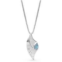 Aquamarine and Diamond Pear Gemstone Pendant Necklace in 18ct White Gold
