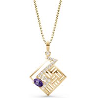 Amethyst and Diamond Lightning Gemstone Pendant Necklace in 18ct Gold