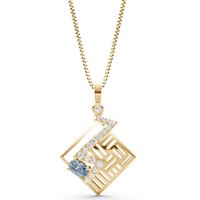 Aquamarine and Diamond Lightning Gemstone Pendant Necklace in 9ct Gold