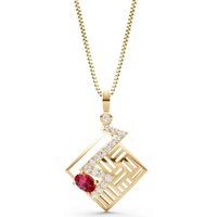 Ruby and Diamond Lightning Gemstone Pendant Necklace in 9ct Gold
