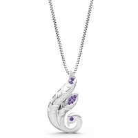 Amethyst Peacock Pendant Necklace in 18ct White Gold