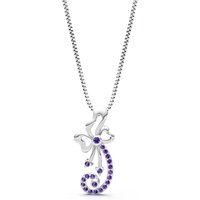 Amethyst Gemstone Ribbon Pendant Necklace in 9ct White Gold