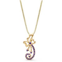 Amethyst Gemstone Ribbon Pendant Necklace in 9ct Gold