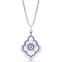 Amethyst Blossom Gold Pendant Necklace in 18ct White Gold