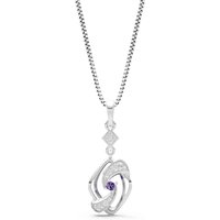 Amethyst and Diamond Gemstone Pendant Necklace in 9ct White Gold