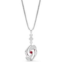 Ruby and Diamond Gemstone Pendant Necklace in 9ct White Gold