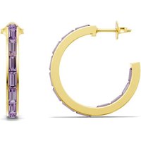 Amethyst Baguette Hoops Earrings in 18ct Gold