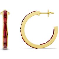 Ruby Baguette Hoops Earrings in 18ct Gold